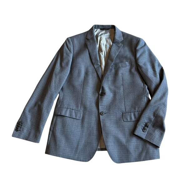 Banana Republic Guabello Blue Blazer Jacket Subtle Check Sport Coat Size 44R Men - Picture 1 of 13